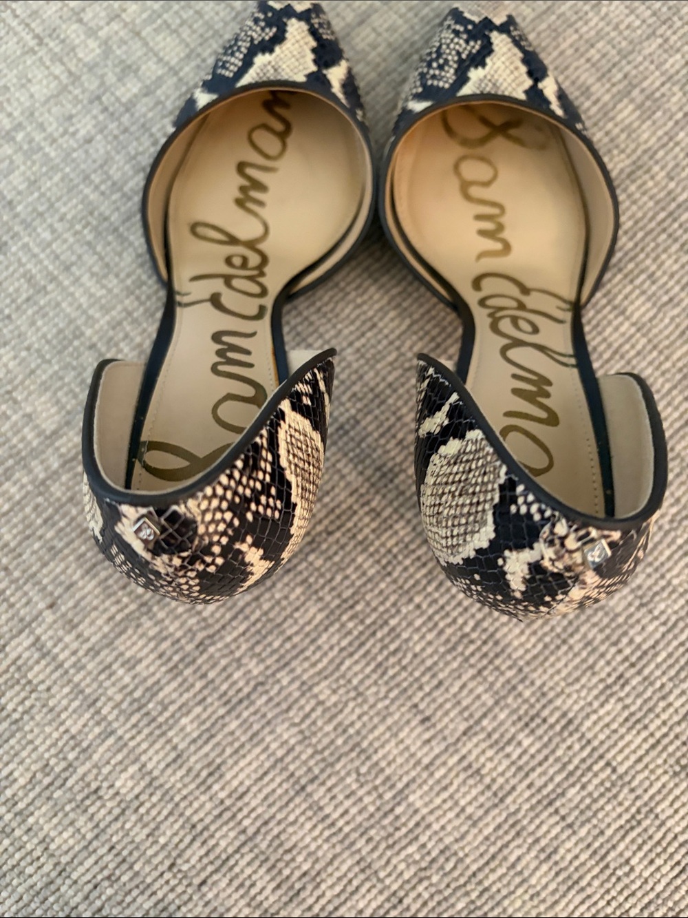 Sam Edelman Black & Cream Snake-Print D'Orsay Pointed-Toe Heels - Picture 4 of 5